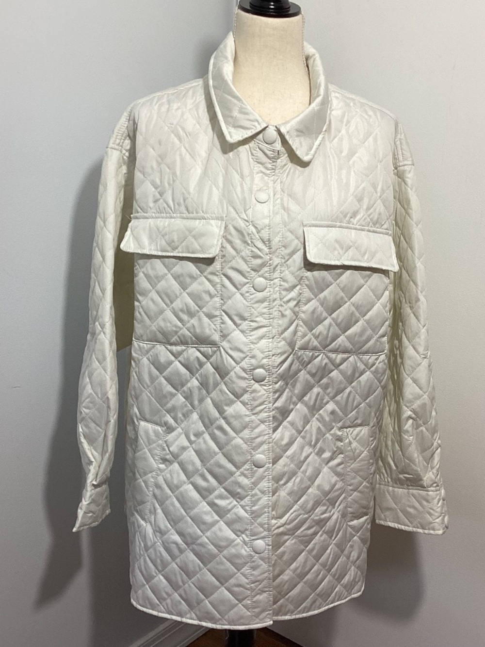 NWT 1 SUNSET LANE 2X WHITE QUILTED SHACKET  SHIRT JACKET